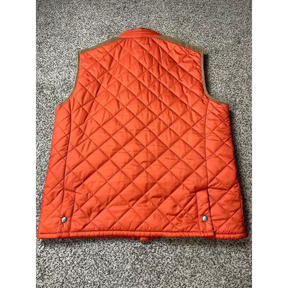 Tommy Hilfiger‎ Vest Women's L Orange Quilted Faux Fur Corduroy Full Zip Pockets - Picture 2 of 16